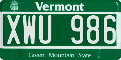 VT license plate XWU986