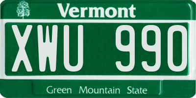 VT license plate XWU990