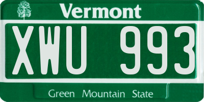 VT license plate XWU993