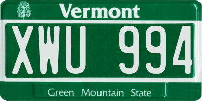 VT license plate XWU994