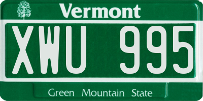 VT license plate XWU995