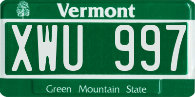 VT license plate XWU997