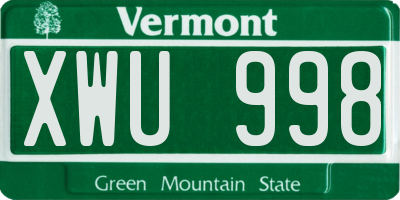 VT license plate XWU998