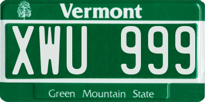 VT license plate XWU999