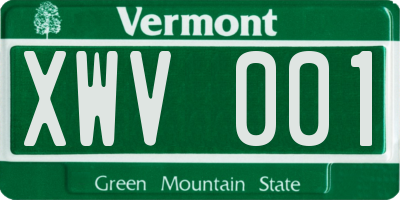 VT license plate XWV001