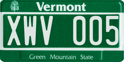 VT license plate XWV005
