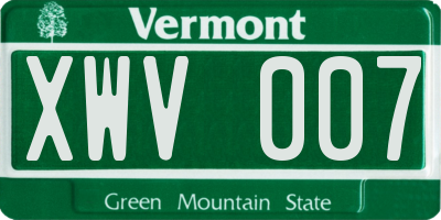 VT license plate XWV007