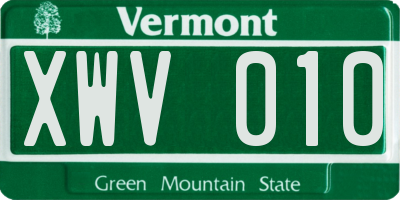 VT license plate XWV010