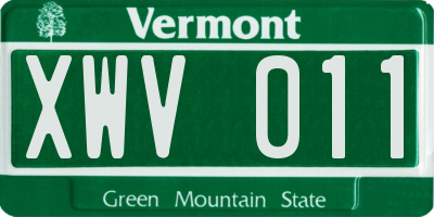 VT license plate XWV011