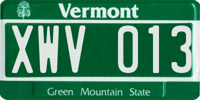 VT license plate XWV013