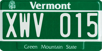 VT license plate XWV015