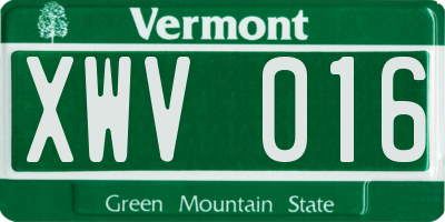 VT license plate XWV016