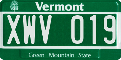 VT license plate XWV019