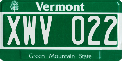 VT license plate XWV022