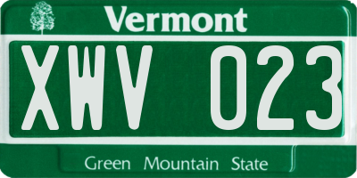 VT license plate XWV023