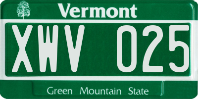 VT license plate XWV025