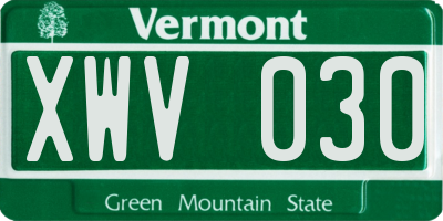 VT license plate XWV030