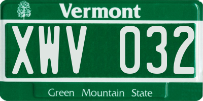 VT license plate XWV032