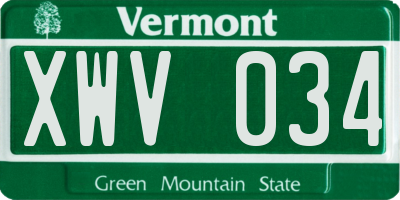 VT license plate XWV034