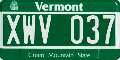 VT license plate XWV037