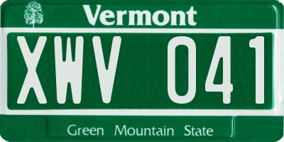 VT license plate XWV041