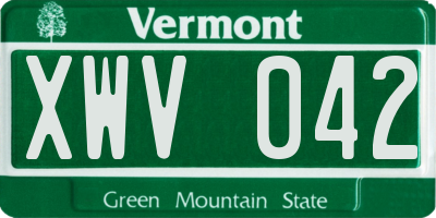VT license plate XWV042