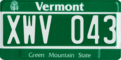 VT license plate XWV043