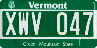 VT license plate XWV047