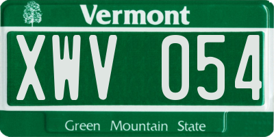 VT license plate XWV054