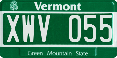 VT license plate XWV055