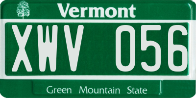 VT license plate XWV056