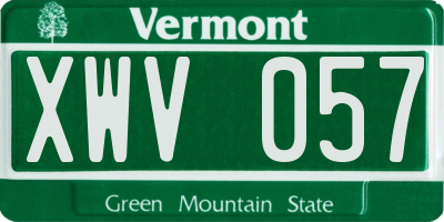 VT license plate XWV057