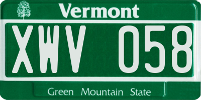 VT license plate XWV058