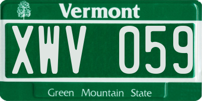VT license plate XWV059
