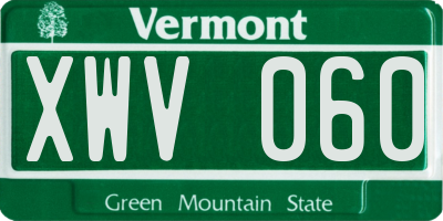 VT license plate XWV060
