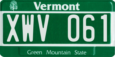 VT license plate XWV061