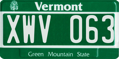VT license plate XWV063