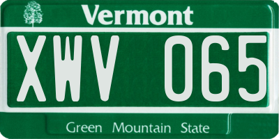VT license plate XWV065