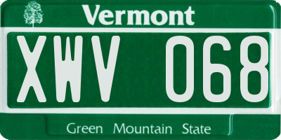 VT license plate XWV068