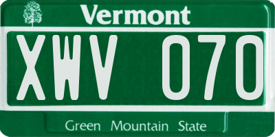 VT license plate XWV070
