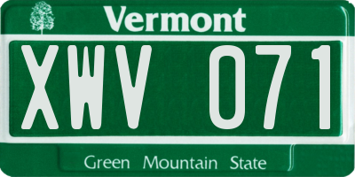 VT license plate XWV071