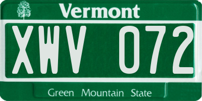 VT license plate XWV072