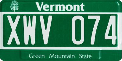 VT license plate XWV074
