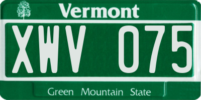 VT license plate XWV075