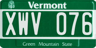 VT license plate XWV076