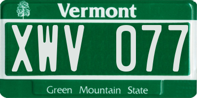 VT license plate XWV077