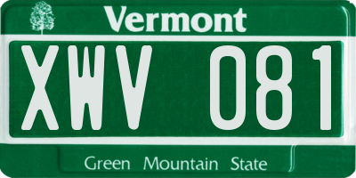 VT license plate XWV081