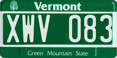 VT license plate XWV083