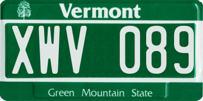 VT license plate XWV089