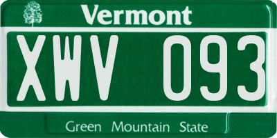 VT license plate XWV093